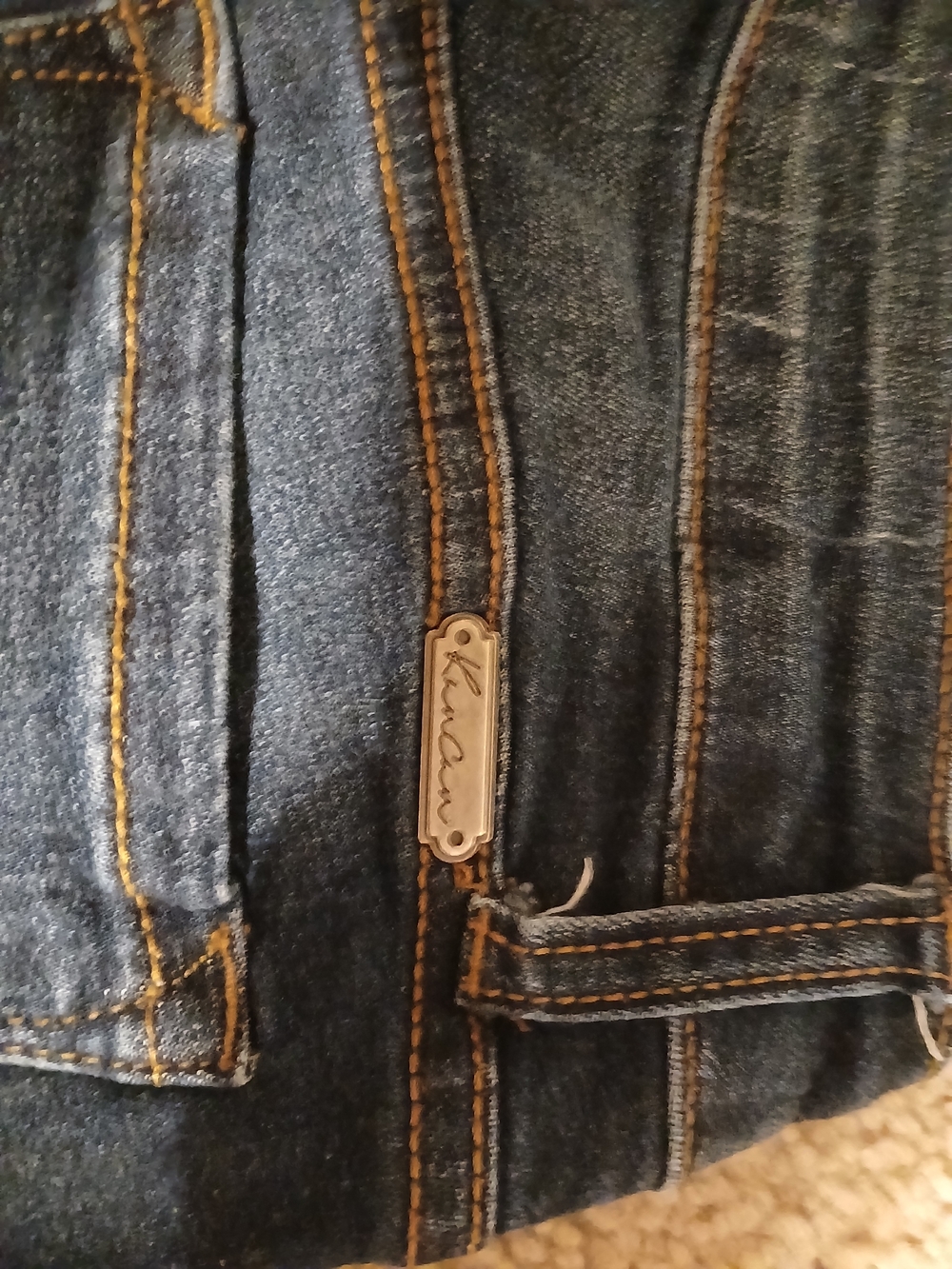 KanCan Dark Blue Skinny Jeans with Leopard Patch Distressing - Picture 6 of 6